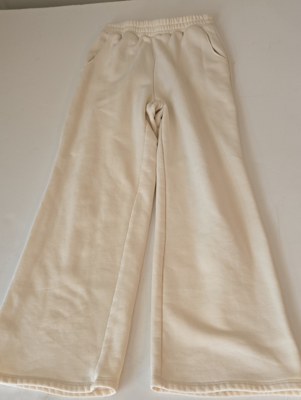 SADIE & SAGE Wide Leg Sweat Pants Off White Size S